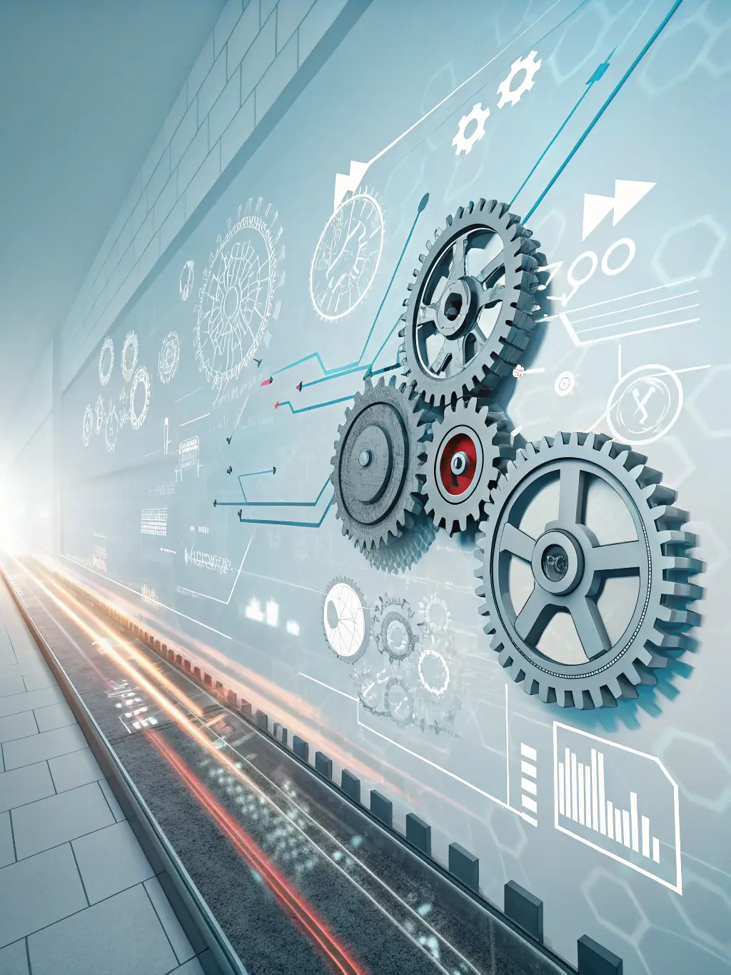 A stylized image representing streamlined business operations, with interconnected gears and flowing lines, symbolizing efficiency and automation.